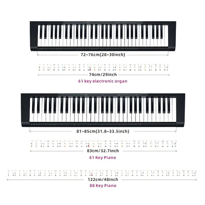 Piano Keyboard Stickers for 88/61 Key,Removable Piano Keyboard Note Labels for Learning Piano Notes Guide for Beginner
