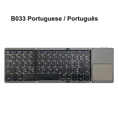Portable Quadruple Folding Wireless Bluetooth Keyboard with Foldable Touchpad for Windows Android IOS Tablet Ipad Phone