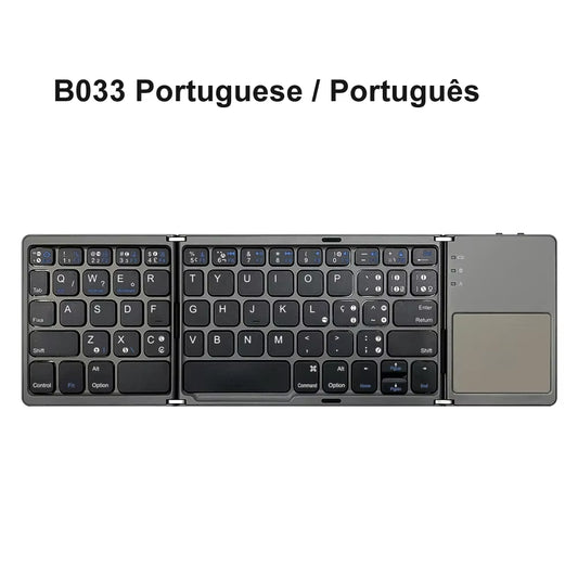 Portable Quadruple Folding Wireless Bluetooth Keyboard with Foldable Touchpad for Windows Android IOS Tablet Ipad Phone