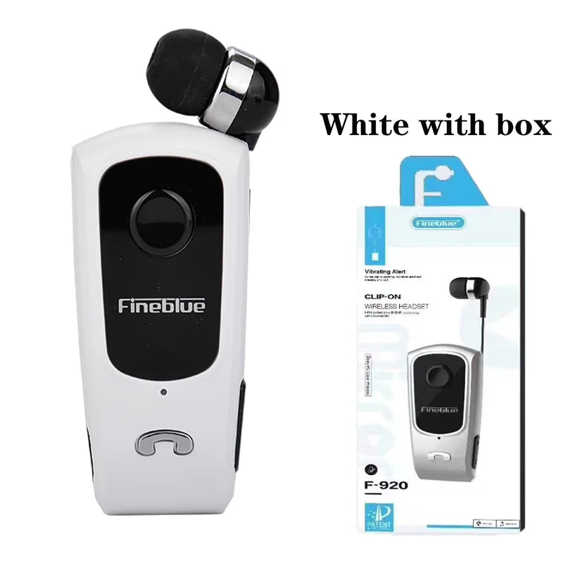 Fineblue F920 Wireless Retractable Portable Bluetooth Headset Headphone Remind Vibration Wear Clip Sports Collar Clip Earphone