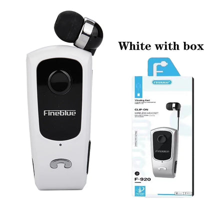 Fineblue F920 Wireless Retractable Portable Bluetooth Headset Headphone Remind Vibration Wear Clip Sports Collar Clip Earphone