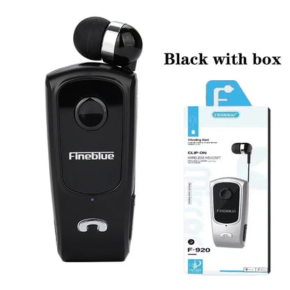 Fineblue F920 Wireless Retractable Portable Bluetooth Headset Headphone Remind Vibration Wear Clip Sports Collar Clip Earphone