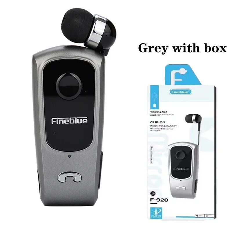 Fineblue F920 Wireless Retractable Portable Bluetooth Headset Headphone Remind Vibration Wear Clip Sports Collar Clip Earphone