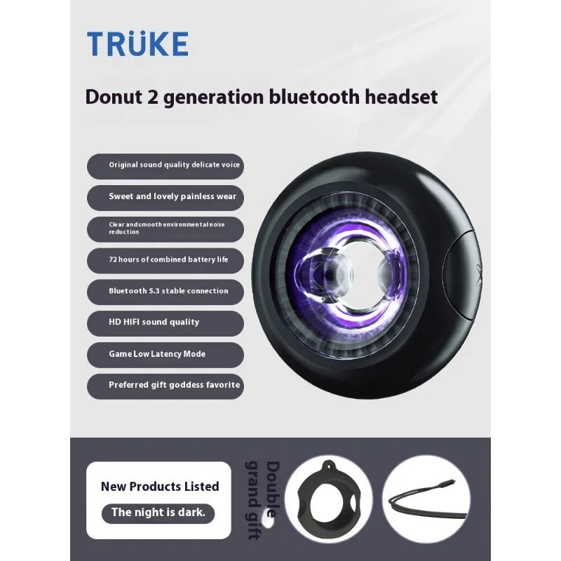 High Quality Donut Mini In-Ear Bluetooth Headphones Long Life High Sound Quality Noise Cancelling Portable Wireless Headphones