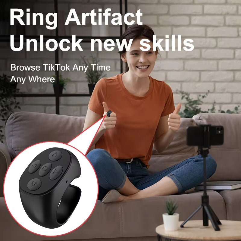 2025 Bluetooth Tiktok Remote Control Ring Gadget Flipping Selfie Fingertip Controller Give Likes 4 Buttons 10M for Iphone Xiaomi