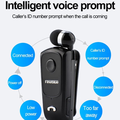 Fineblue F920 Wireless Retractable Portable Bluetooth Headset Headphone Remind Vibration Wear Clip Sports Collar Clip Earphone
