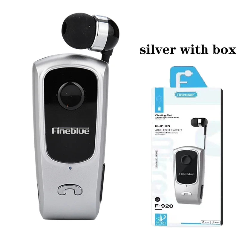 Fineblue F920 Wireless Retractable Portable Bluetooth Headset Headphone Remind Vibration Wear Clip Sports Collar Clip Earphone