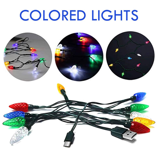 Merry Christmas Light Led Usb Charging Cable Charger Cord with LED Lights for Room Decoration Night Light Micro USB Type-C Port