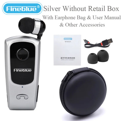 Fineblue F920 Wireless Retractable Portable Bluetooth Headset Headphone Remind Vibration Wear Clip Sports Collar Clip Earphone