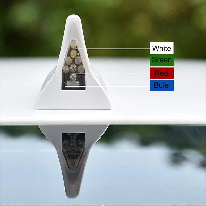 Universal Auto Car Led Warning Lamp Solar Powered Shark Fin Antenna Decorative Warning Signal Tail Light