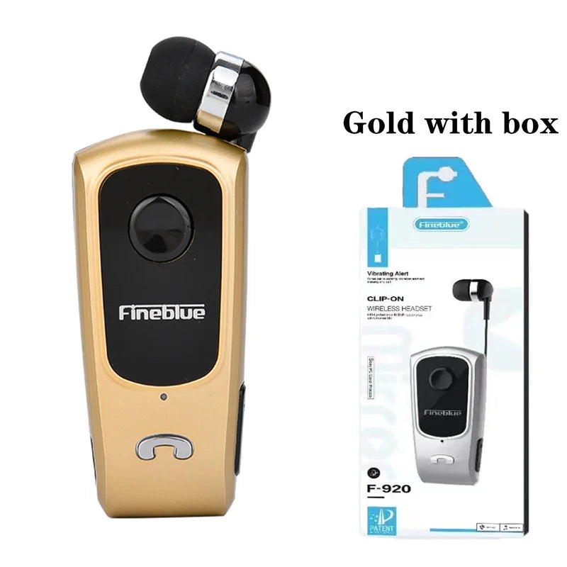 Fineblue F920 Wireless Retractable Portable Bluetooth Headset Headphone Remind Vibration Wear Clip Sports Collar Clip Earphone