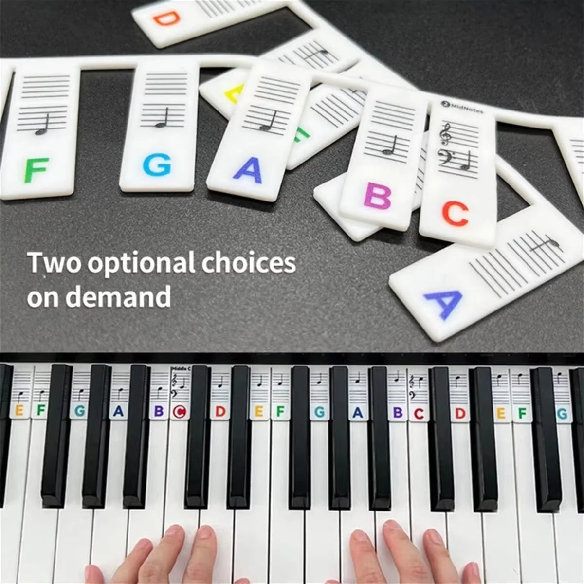 Piano Keyboard Stickers for 88/61 Key,Removable Piano Keyboard Note Labels for Learning Piano Notes Guide for Beginner